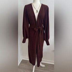 CRUSH x MORLEY- Chocolate Brown cashmere maxi cardigan w/belt 🤎NWOT🤎 size small